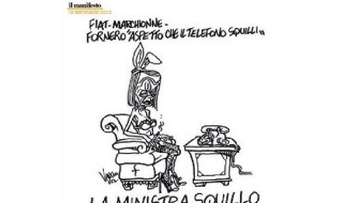 La vignetta di Vauro fa infuriare la Fornero