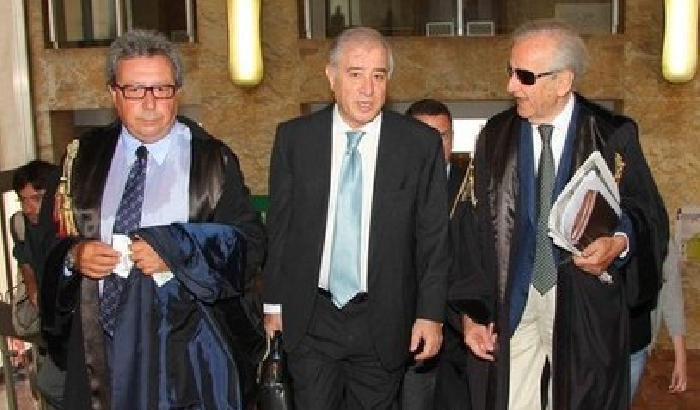 L'ex senatore Marcello Dell'Utri con i suoi legali, Giuseppe Di Peri e Massimo Krogh