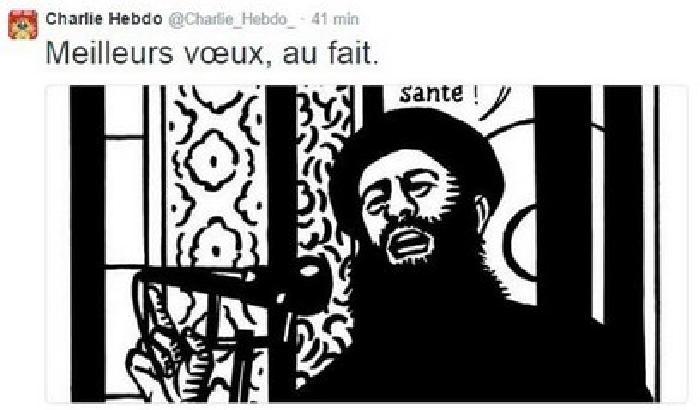 0107BC-NEWS_136551 Charlie Hebdo, l'ultima vignetta con gli auguri di al-Baghdadi