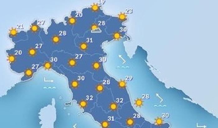 Ancora tanto sole, con temperature e afa in aumento