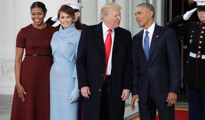 I Trump e gli Obama al passaggio di consegne alla Casa Bianca