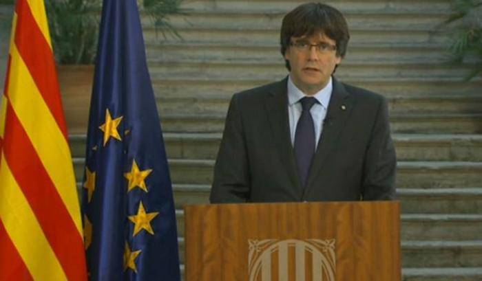 Puigdemont nel discorso dopo la sua destituzione