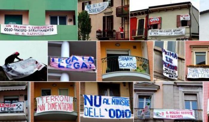 Striscioni anti Salvini