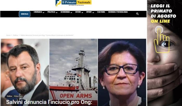 Home page del sito sovranista