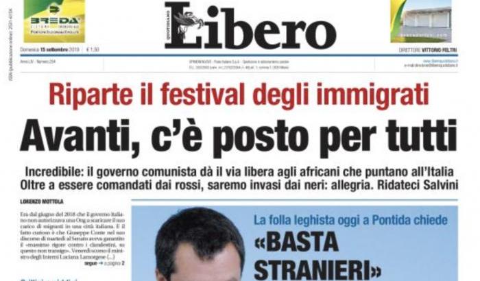 La prima pagina di Libero