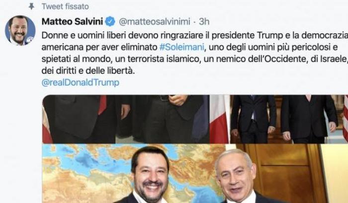 Salvini esulta per l'uccisione di Soleimani.