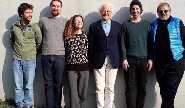 Le Sardine con Luciano Benetton e Oliviero Toscani