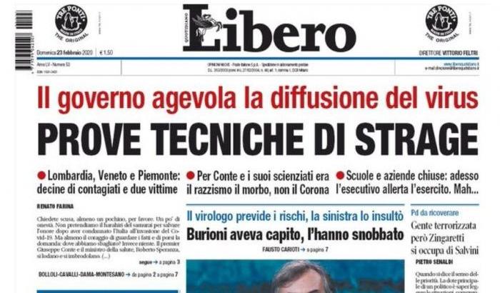 La prima pagina di Libero