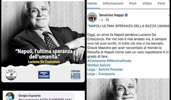 Un leghista ha cercato di utilizzare l'immagine di Luciano De Crescenzo