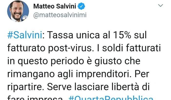 Il tweet di Salvini