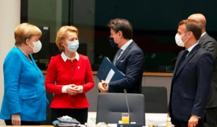 Merkel, von der Leyen, Conte e Macron