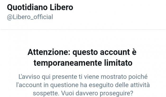 Twitter ha limitato l'account di Libero Quotidiano