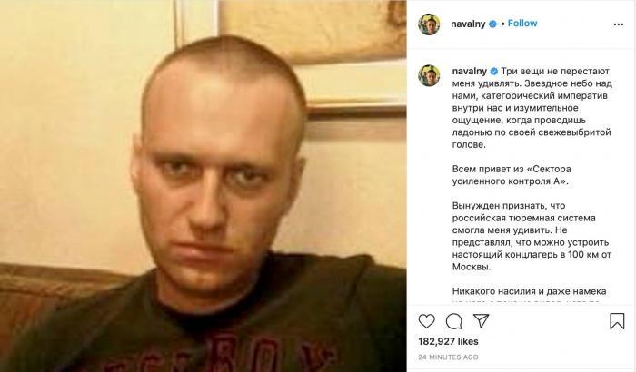 Navalny in una foto dal carcere