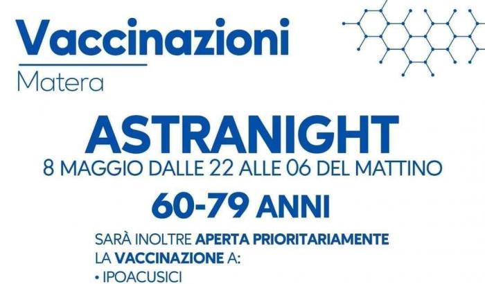 A Matera Astranight: un 'party' notturno per vaccinare fino all'alba 750 anziani