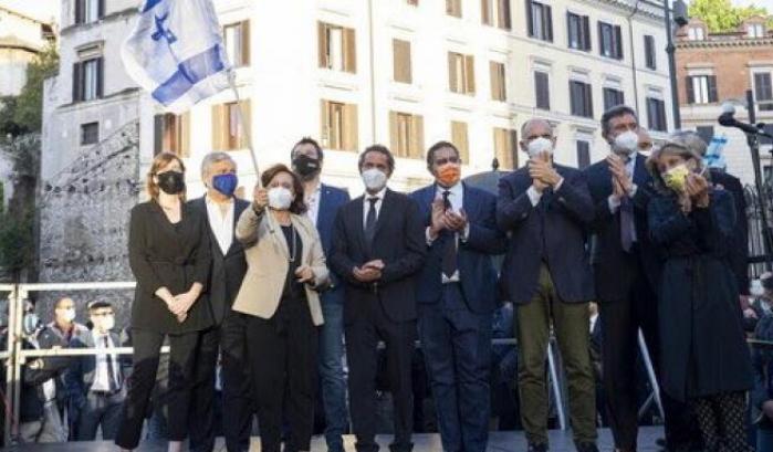Manifestazione pro-Israele al portico d'Ottavia