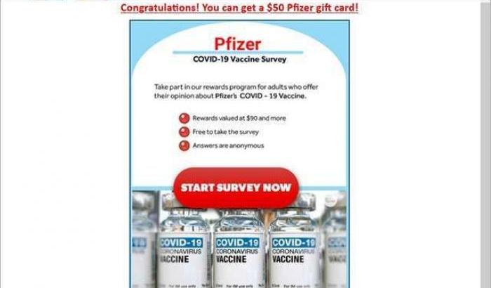 Finto sondaggio Pfizer