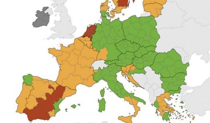 Mappa Ue delle zone a rischio Covid