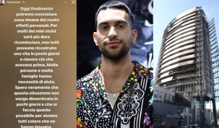 Mahmood chiede aiuto dopo l'incendio: "Per molte famiglie sarà dura ricominciare, non dimentichiamoli"