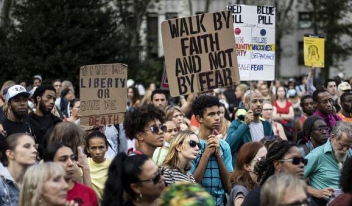 La protesta dei no-vax negli Usa