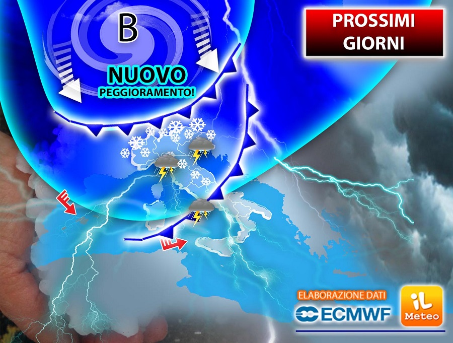 Pioggia, freddo e neve nel fine settimana: alta pressione da lunedì 13