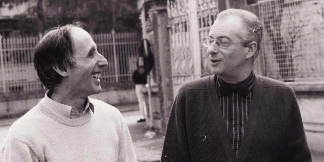 Bruno Canino e Antonio Ballista in concerto per due pianoforti il 24 febbraio a Bologna.