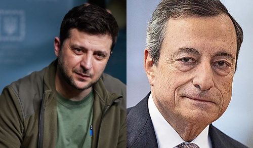 collagezelenskydraghi Ucraina, Zelensky ne è felice: "Anche l'Italia tra i paesi garanti per la pace"