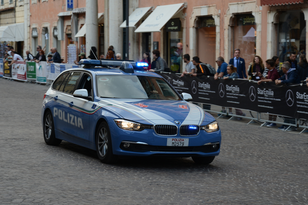 Ferrara,,Italy,-,May,16,,2018:,Bmw,F31,3,Series BMW presenta le nuove auto e moto per la Polizia di Stato