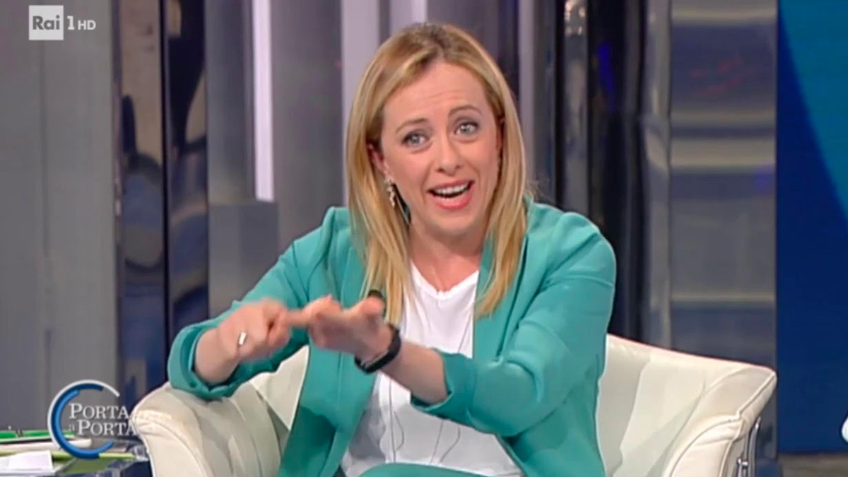 "Porta a Porta", questa sera alle 23.30 su Rai1: Giorgia Meloni ospite di Bruno Vespa