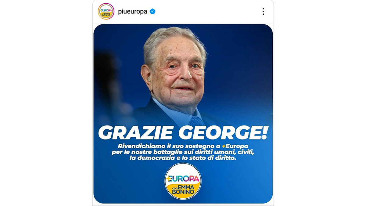 Della Vedova (+Europa): "Soros ci ha finanziato e lo rivendichiamo politicamente"