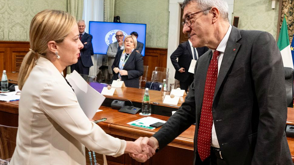 giorgia-meloni-maurizio-landini Giorgia Meloni parlerà dal palco della Cgil, Landini: "Nessuna pregiudiziale"