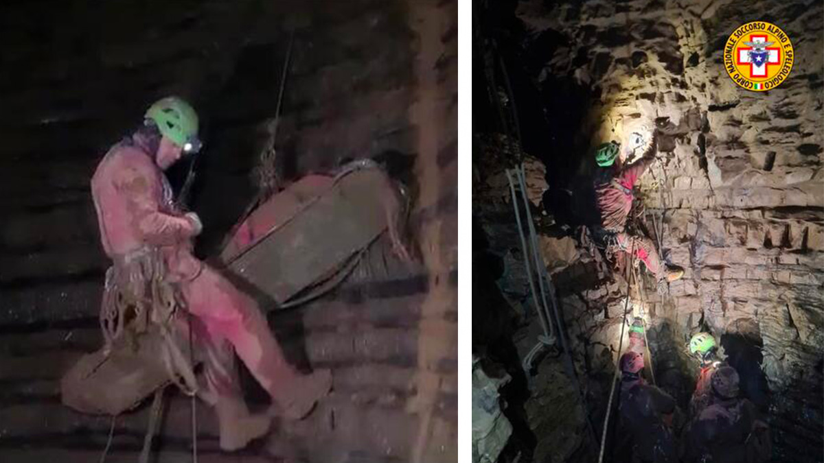 salvataggio-speleologa-bergamo E' salva la speleologa bloccata in una caverna con una gamba rotta