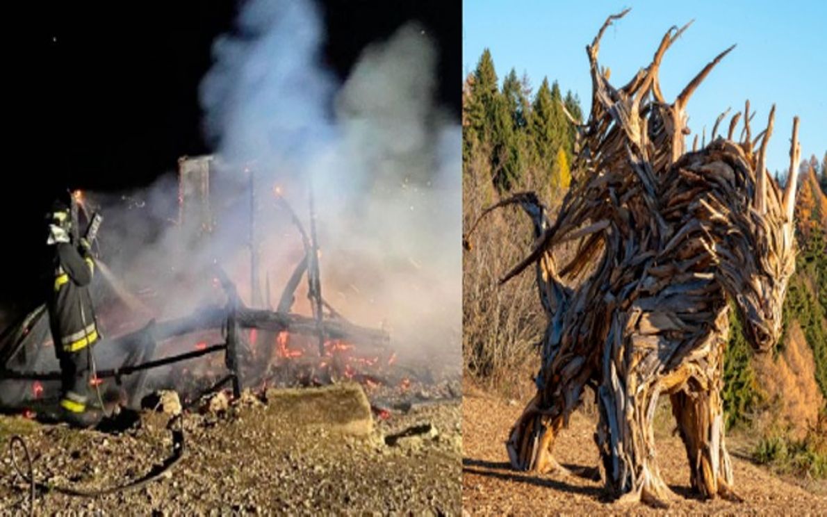 drago-di-vaia In fiamme il Drago di Vaia: la scultura distrutta da un piromane