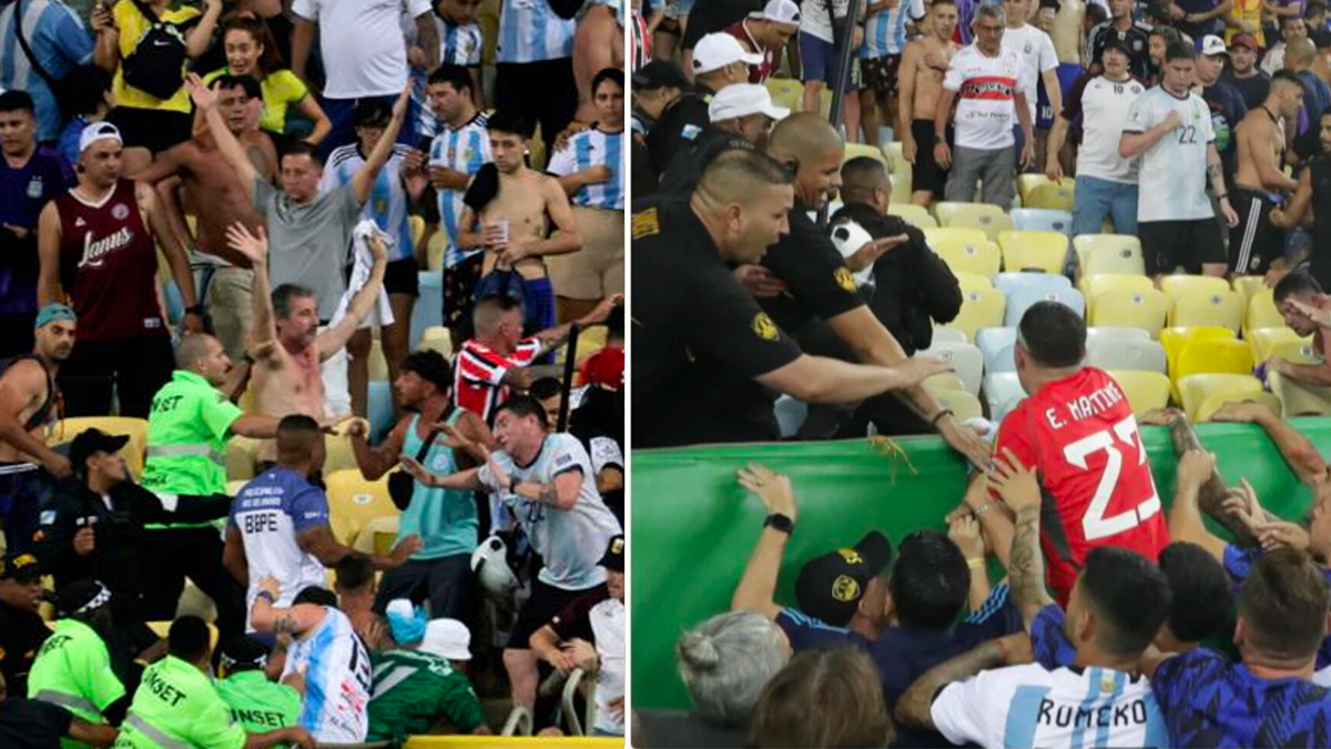 Brasile - Argentina finisce in rissa, partita sospesa per 20 minuti e Dibu Martinez furioso con la polizia