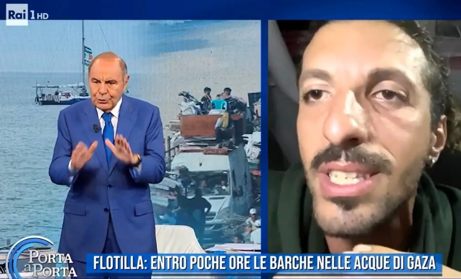 Vespa strapazza l’attivista della Flotilla in tv e liquida la più grande manifestazione di solidarietà globale