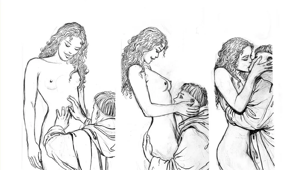 Alcuni schizzi preliminari dell'opera di Milo manara 