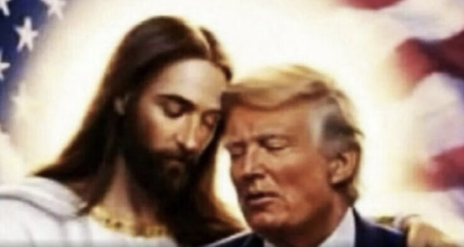 Screenshot 2026-04-15 alle 23.42.30 Trump, il megalomane blasfemo ci ricasca: rilancia una immagine con Gesù al suo fianco