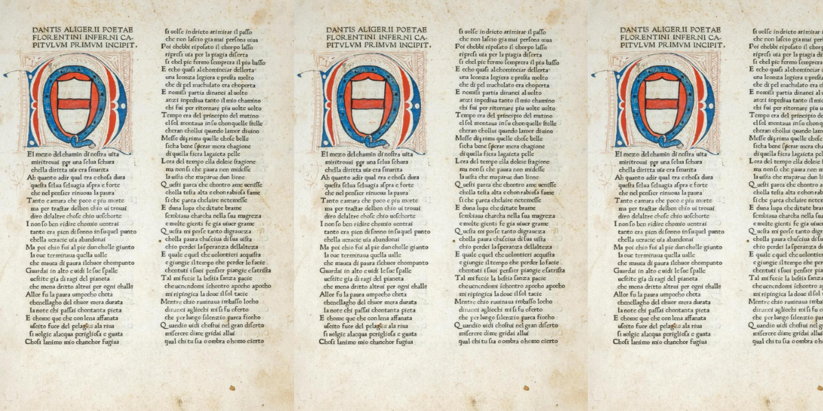All&rsquo;asta una delle pi&ugrave; rare edizioni della Commedia di Dante Alighieri